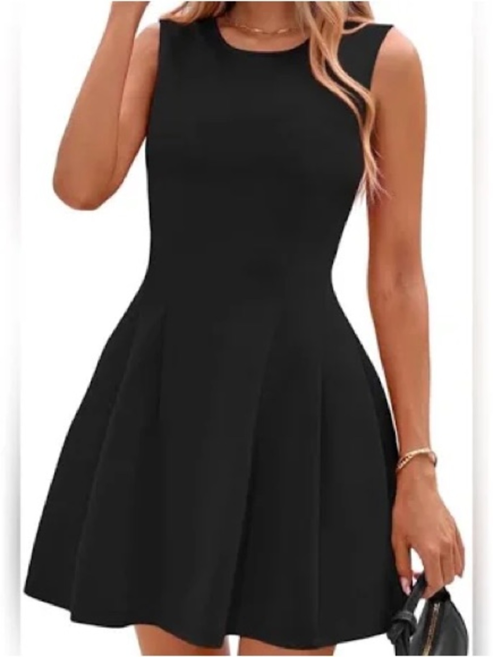 Sleeveless Black Fit-and-Flare Mini Dress
